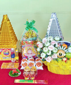 Bộ lễ cơ bản trái cây nhập hoa sen trắng