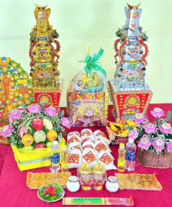 Bộ lễ trung trái cây hoa sen hồng