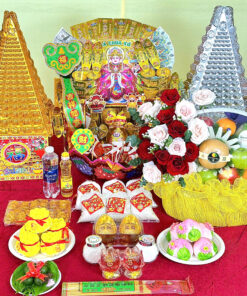 Bộ lễ trái cây hoa hồng bánh túi tiền trái đào