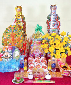 Bộ lễ trung trái cây nhập giỏ hoa hồng