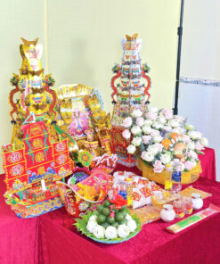 Alternative view of Bộ lễ thuận buồm xuôi gió mâm trái cây sen trắng lớn