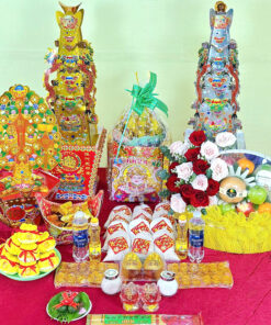 Bộ lễ trung trái cây nhập hoa hồng đỏ, bánh túi tiền