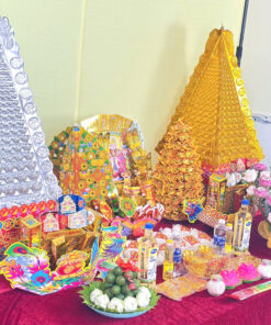 Alternative view of Bộ lễ tài lộc lớn cao cấp mâm trái cây nhập hoa sen hồng