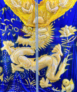 Áo Bà rồng nổi lớn sà cừ đơn sắc xanh dương