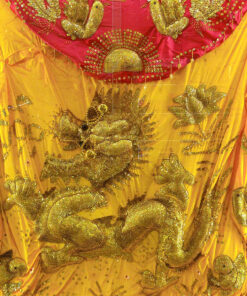 Áo Bà rồng nổi lớn kim sa đơn sắc vàng