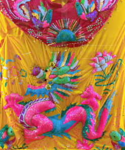 Áo Bà rồng nổi lớn sà cừ ngũ sắc vàng