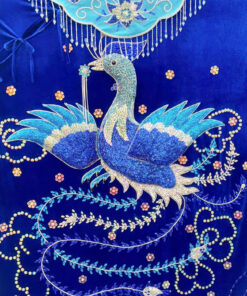 Áo Bà phụng lớn đính đá tầm trung xanh dương