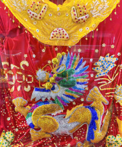 Áo Bà rồng nổi lớn đính đá tầm trung đỏ